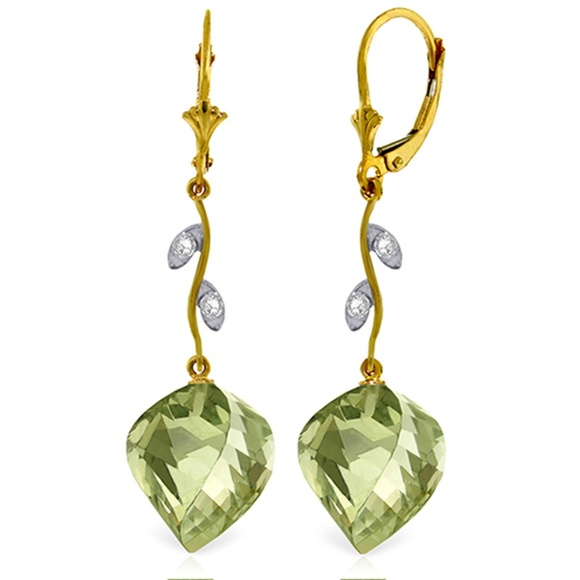 Galaxy Gold Products Jewelry - DIAMONDS & BRIOLETTE TWISTED GREEN AMETHYSTS